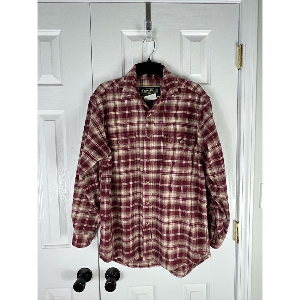 Field & Stream Mens Flannel Heavyweight Button Up Shirt Size M